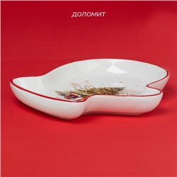 Тарелка сервировочная новогодняя Доляна «Волшебное дерево», доломит, 20×18×3 см, белая