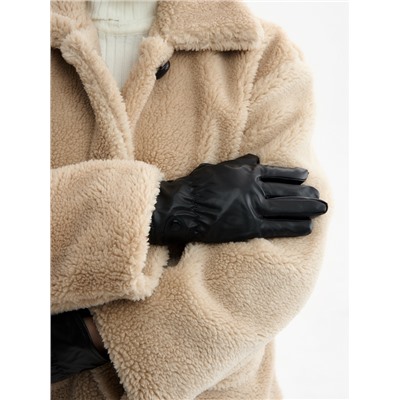 Перчатки женские зимние, безразмерные, с утеплителем, чёрные