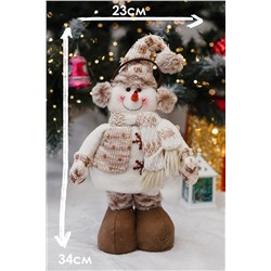 Игрушка новогодняя с выдвижными ногами Снеговик в наушниках колпак НАТАЛИ, 1224256