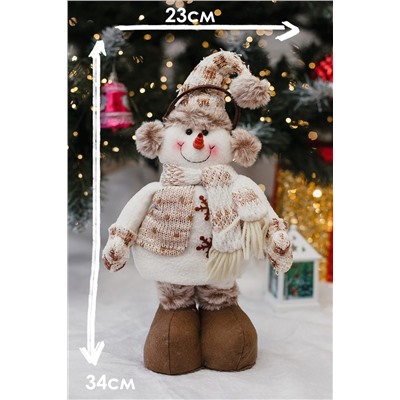 Игрушка новогодняя с выдвижными ногами Снеговик в наушниках колпак НАТАЛИ, 1224256