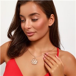 Кулон крупный круглый ювелирная бижутерия коллекция "Дубай" покрытие позолота, вставка: фианиты, цвет: прозрачный, арт.217.346