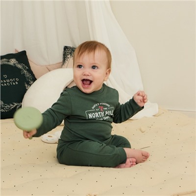 Костюм детский (штанишки, кофточка) «Крошка Я. Еловые веточки», рост 62-68 см, зелёный