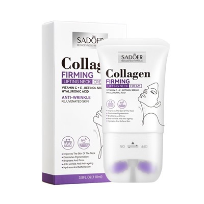 Подтягивающий укрепляющий крем для шеи и области декольте с массажными роликами Sadoer, 110 мл.