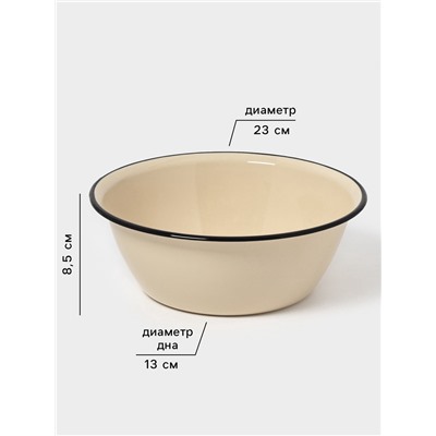 Миска эмалированная, 2 л, цвет слоновой кости