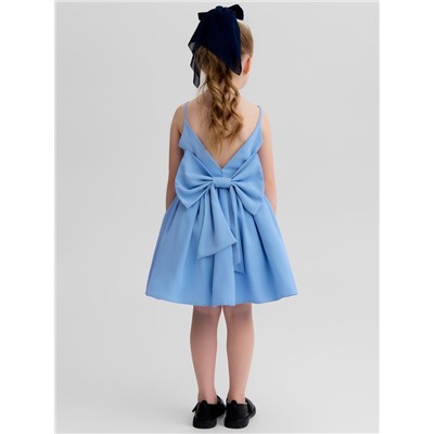 Платье нарядное для девочки MINAKU: Party Dress с бантом, голубой, рост 104-110 см