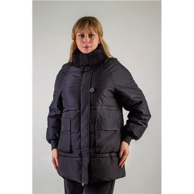 Демисезонная куртка с меховой отделкой, арт. 928 (Черный)