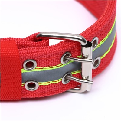 Ошейник четырехслойный светоотражающий с вертлюгом, 65×4 см, красный