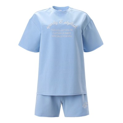 Костюм женский (футболка, шорты) MINAKU, размер 46, голубой