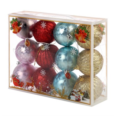 Елочные шары 12 штук 6 см / B-2623 /уп 66/