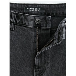Актуальная коллекция CONTE CON-802 Чёрные джинсы wide leg с эффектом потёртостей и двойными шлёвками