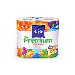 Sipto PREMIUM Бумага туалетная 3хслойная 150листов 1х4рулона белая