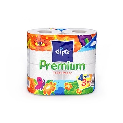 Sipto PREMIUM Бумага туалетная 3хслойная 150листов 1х4рулона белая