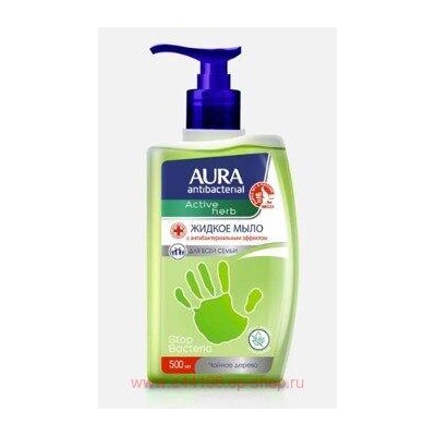 AURA Жидкое Мыло с антибактериальным эффектом Active Herb Чайное дерево 500 мл
