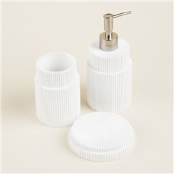 Аксессуары для ванной SL Home, 3 предмета: дозатор, мыльница, стакан, белые