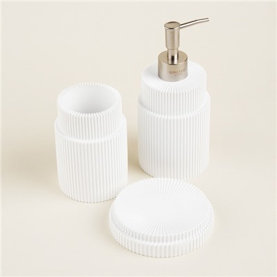 Аксессуары для ванной SL Home, 3 предмета: дозатор, мыльница, стакан, белые