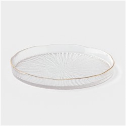 Десертная тарелка Magistro Water lily, d=15 см, стекло, с золотой каймой, прозрачная