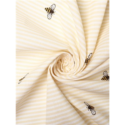 Шторы для кухни «Доляна. Пчёлки», 150×180 см - 2 шт., рогожка 164 г/м², 100% хлопок
