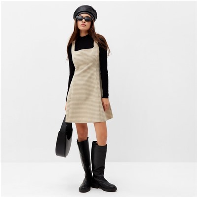 Платье мини женское в клетку MIST, размер 42, бежевое