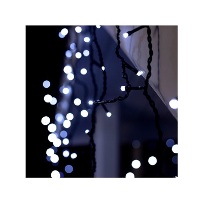 Гирлянда «Бахрома» 4×0.6 м, IP44, тёмная нить, 180 LED, свечение белое, мерцание белым, 220 В