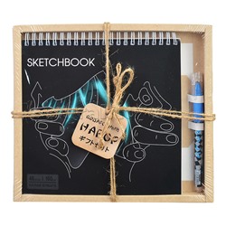 Набор. Скетчбук "Аниме" глаз, 48 листов, жесткая подложка на гребне, блок 160 г/м2 без печати, размер 190*190 мм + Ручка гелевая прорезиненная с эргономичной резинкой для пальцев цвет чернил синий, 0,5 мм в подарочной упаковке