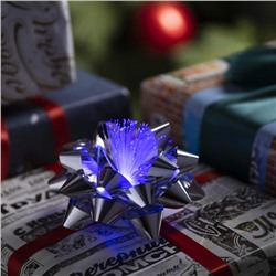 Светодиодная игрушка «Бант-звезда» 10 см, от батареек LR44×3, свечение мульти, серебристая