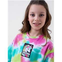 Комплект трикотажный для девочек: фуфайка (футболка), шорты