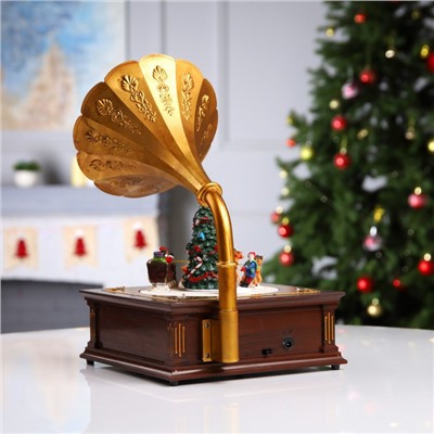 Светодиодная фигура «Рождественский граммофон» 12.5×35.5×15 см, полистоун, от батареек ААх3, USB, свечение мульти