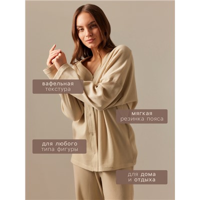 Пижама женская (рубашка, брюки) SL HOME Soft Home, размер 40-42, бежевая