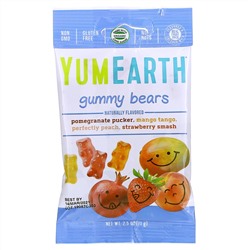 YumEarth, Жевательные мишки, разные вкусы, 12 упаковок, 71 г (2,5 унции) каждая