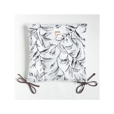 Подушка на стул «Доляна» Plant leaves, 42×42 см, белая