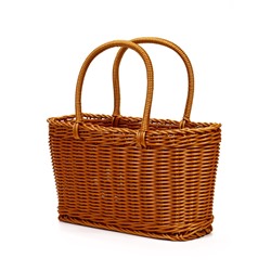 Корзина плетёная для хранения, 29×16×16 см, ручка h=17 см, пластиковая, коричневая