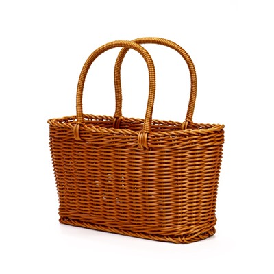 Корзина плетёная для хранения, 29×16×16 см, ручка h=17 см, пластиковая, коричневая