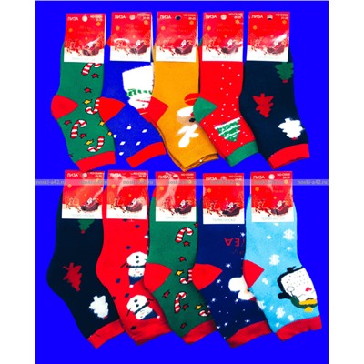 Лиза термоноски детские внутри махра Новогодние арт. 5330