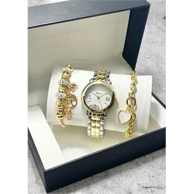 Подарочный набор для женщин часы, 2 браслета + коробка #22853018