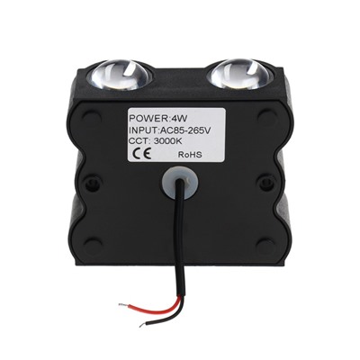 УЦЕНКА Светильник фасадный «Глосс», FSD-046, 4 Вт, 3000К, 2 луча, IP65, 220 В, пластик, черный 100