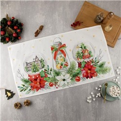 Полотенце «Этель» Christmas red flowers 40×73 см, 100% хл, саржа 190 г/м²