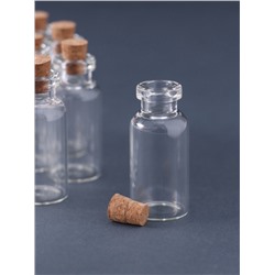 Баночка для хранения с пробкой, стекло, для творчества и декора 5 мл, набор 12 шт., 4×1.8×1.8 см