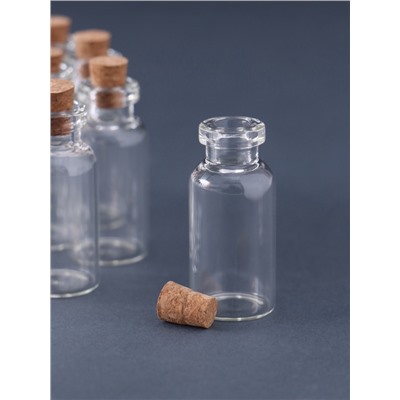 Баночка для хранения с пробкой, стекло, для творчества и декора 5 мл, набор 12 шт., 4×1.8×1.8 см