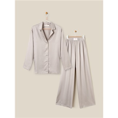 Пижама женская (рубашка, брюки) SL HOME Tensel Home, размер 48-50, серая