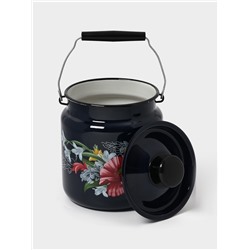 Бидон эмалированный «Апрель», 3 л, с ручкой и крышкой, чёрный