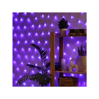Гирлянда «Сеть» 1.6×1.6 м, IP20, прозрачная нить, 144 LED, 8 режимов, 220 В, свечение синее
