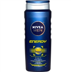 Nivea, Мужской гель для душа 3-в-1, энергия, 500 мл (16,9 жидких унций)