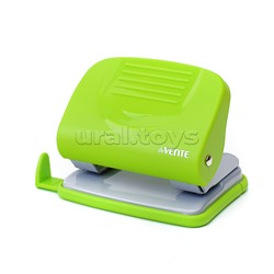 Дырокол "Neon" (20 листов) пластиковый с линейкой, в картонной коробке, неоновый зеленый