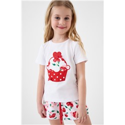 Комплект трикотажный для девочек: фуфайка (футболка), шорты PLAYTODAY, 1242844