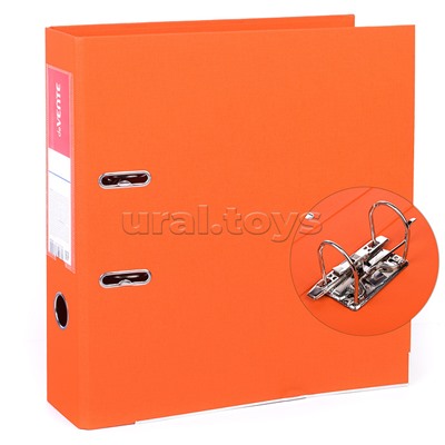 Папка с арочным механизмом A4 75 мм PP двусторонний разобранная, металлическая окантовка, запечатка форзаца, наварной карман с этикеткой, оранжевая