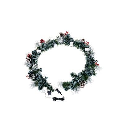 Хвойная гирлянда фиброоптическая «Заснеженная» 200 см, 8 режимов