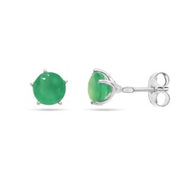 Серьги из серебра зеленый агат, Гвоздики3