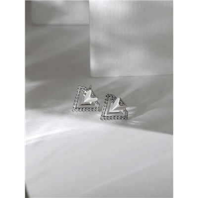 Серьги-пусеты из серебра с фианитами родированные 925 пробы с-7273р200