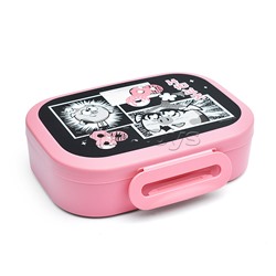 Набор: Ланч-бокс 0,98л и стакан детский с крышкой, петлей и декором "Смешарики" 0,4л (Розовый)