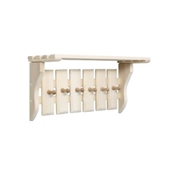 Полка - вешалка для бани и сауны, липа, 61.5×31.5×21.5 см, 6 крючков